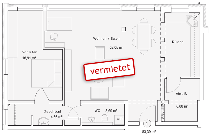 Wohnung Nr. 1 | 83,39 m²